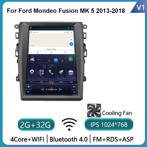 9,7 "Android 14 для Ford Mondeo Fusion MK 5 2013-2018 Tesla Style Автомобильный радиоприемник Мультимедийный плеер Видео Стерео 5G Дисплей головного устройства