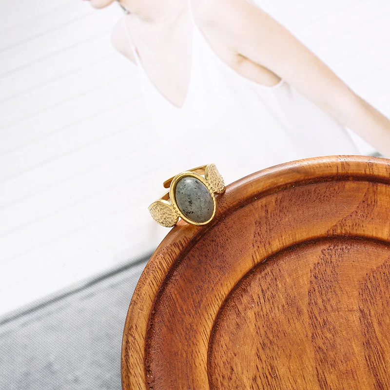 

New Grey Opening Ring Adjustable Rings for Women Stainless Steel Rings Elegant Retro Wedding Party Gift Jewelry Wholesale