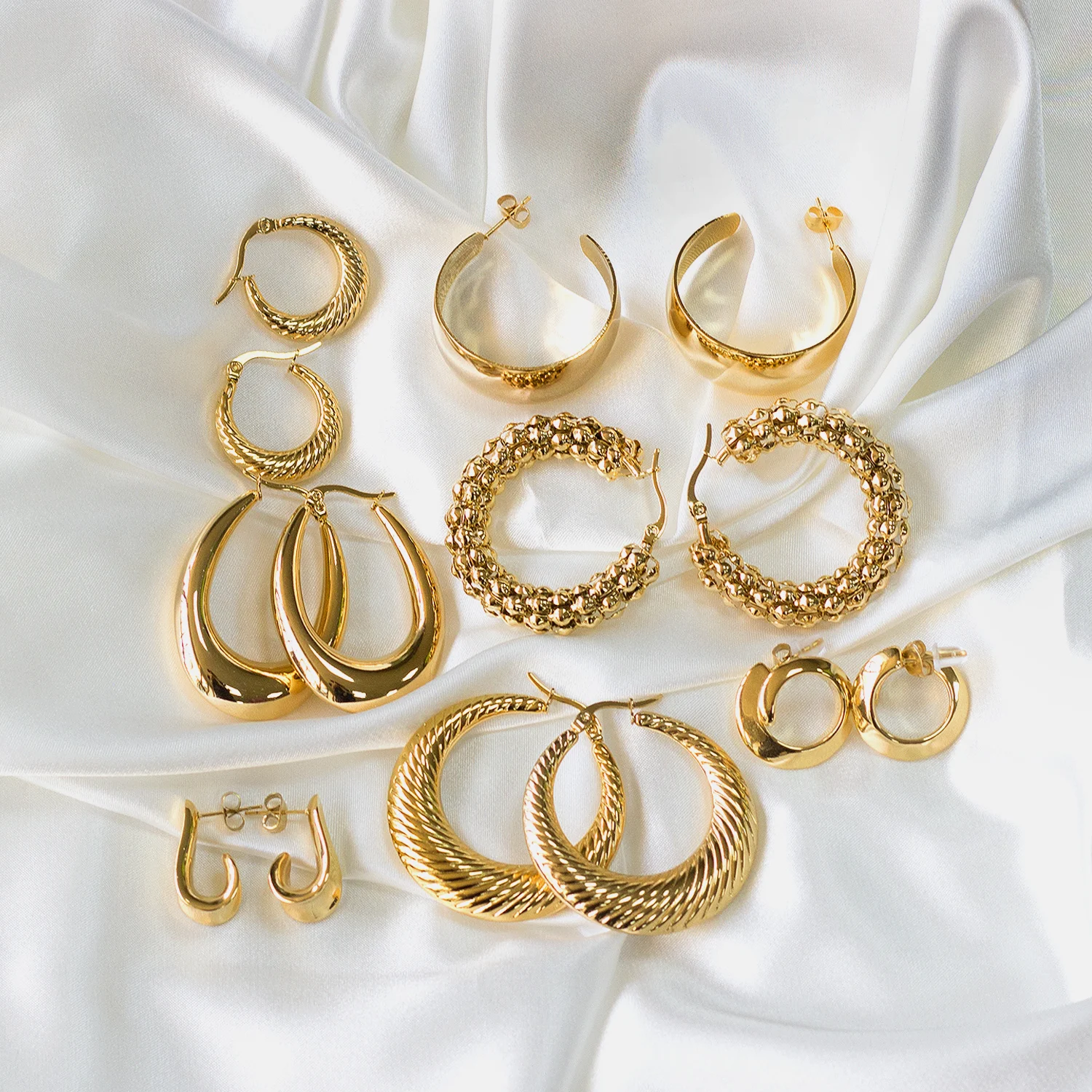 

ASON Circular Stud Earrings Stainless Steel Gold Color Earring For Women Fashion Korean Anti-allergyTemperament Vintage Jewelry