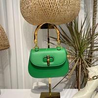 fashion bamboo handle women handbags designer shoulder bags luxury pu leather crossbody bag vintage saddle small flap purse 2022