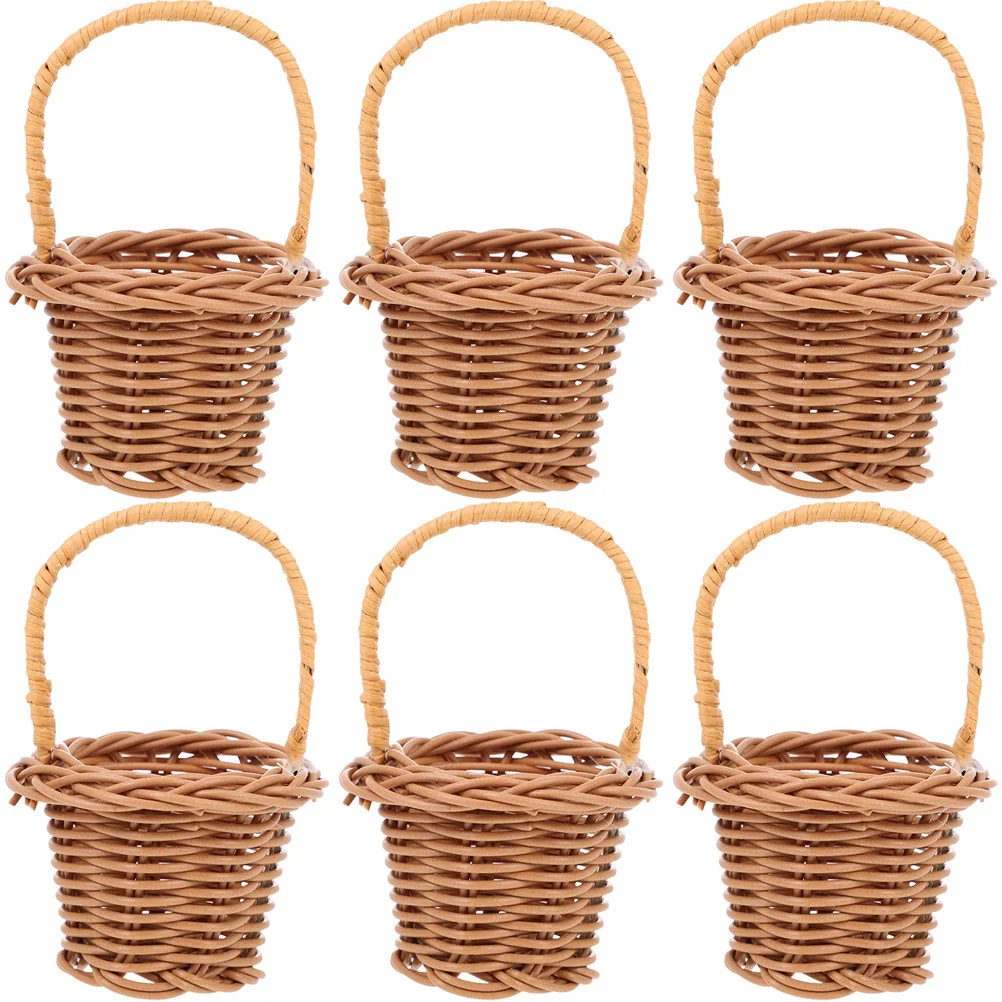 

6 Pcs Woven Easter Basket Baskets Miniature Decoration Hamper Portable Small Favors Rattan Micro Scene Wedding