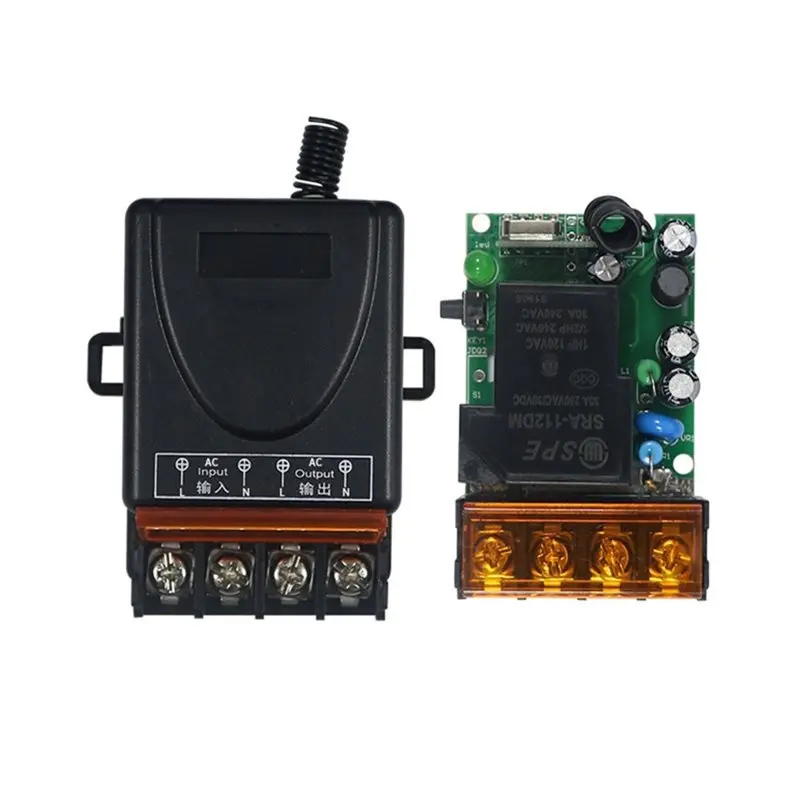 Фото ABJF-AC85V-250V Светодиодный выключатель света с дистанционным управлением 433 МГц, реле 30А, контроллер питания ВКЛ/ВЫКЛ, пульт дистанционного управления для гаражных ворот №4