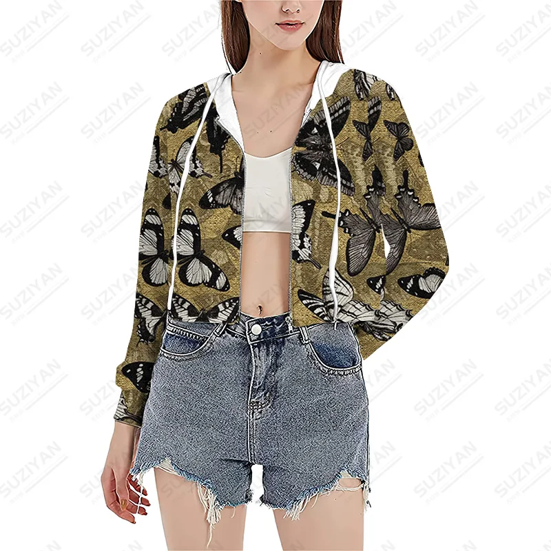 

Aesthetic Hoodie Hooded Coats Jackets Elegant Cute Short Hoodies Hoody Tops New Streetwear Female Short Hoodies Solid Slim