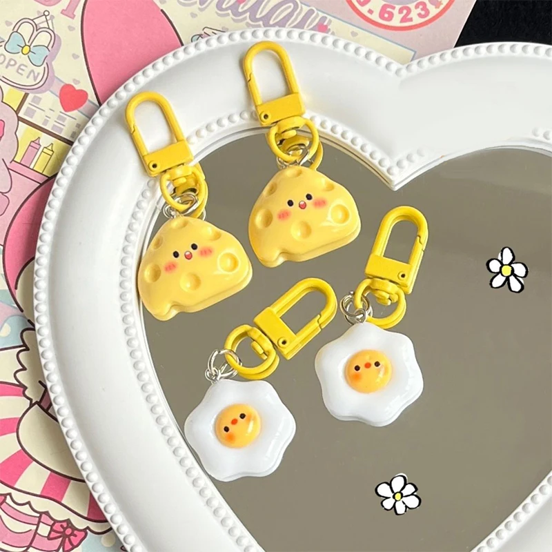Милое яйцо-пашот кулон с сыром забавный брелок кавайный мультфильм имитация еды