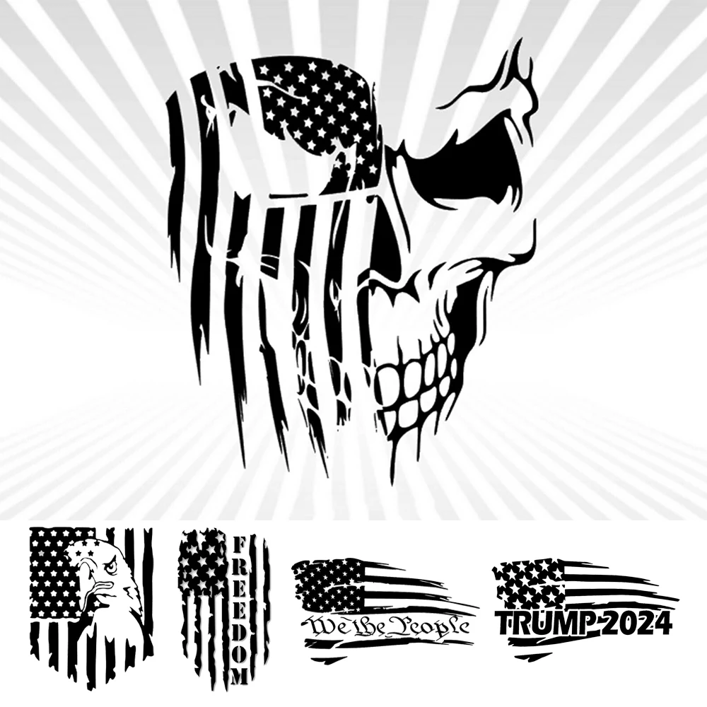 

US Flag Series Car Window Sticker Reflective Auto Body Decor Vinyl Decal American Eagle FREEOOM POLECE 2024