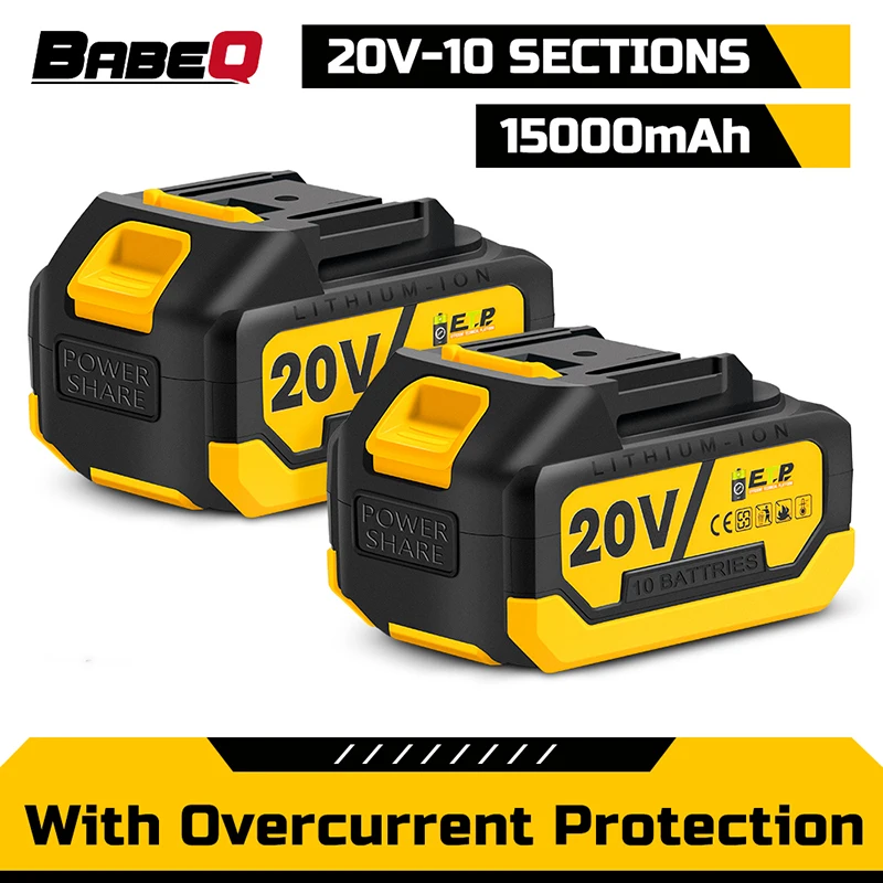 

18-20V Rechargeable Larger Battery EU Plug Upgraded Lithium Battery for Brushless Chainsaw Electric Drill Electric Wrench