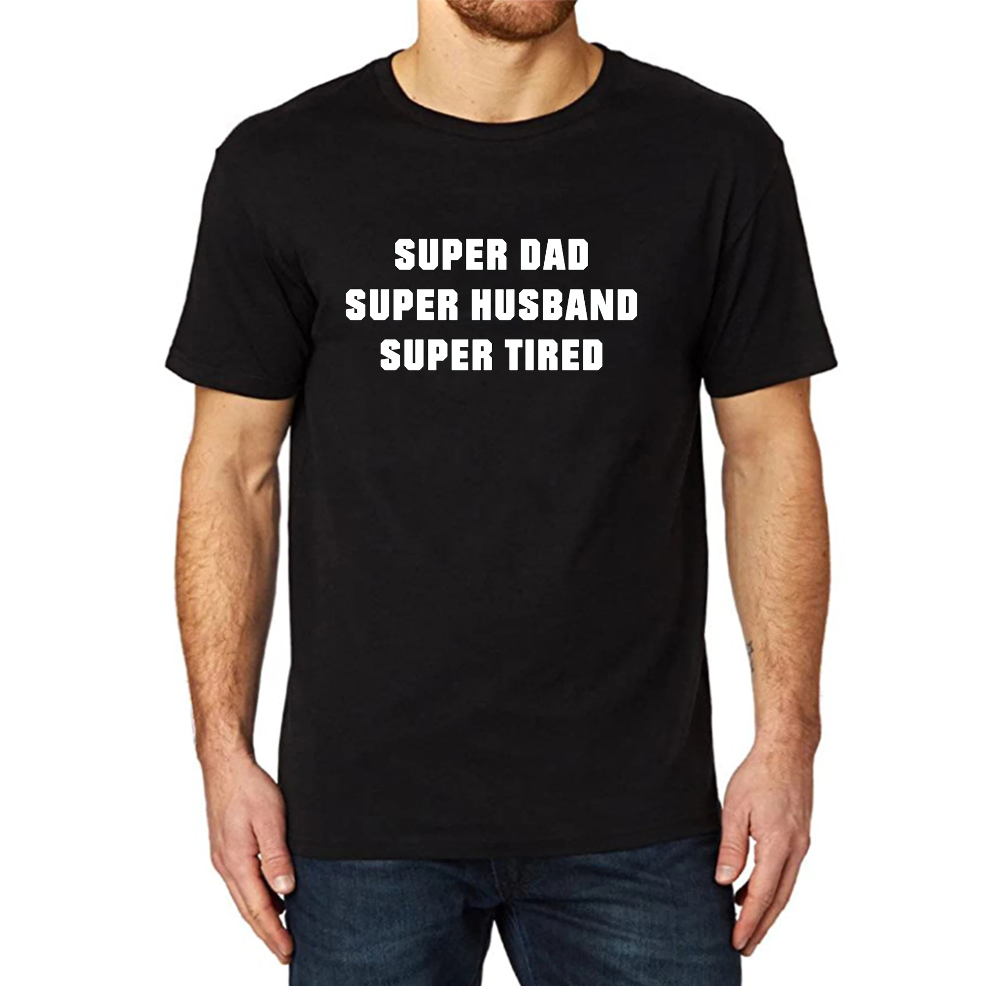 

Lyprerazy Men's super dad super husband super tired Funny Printed T-Shirt