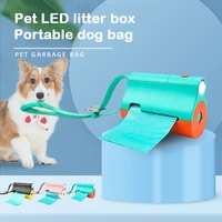 meows portable dog poop scooper pooper picker with led flashlight and leash clip for pet supplies waste bag holder dispenser