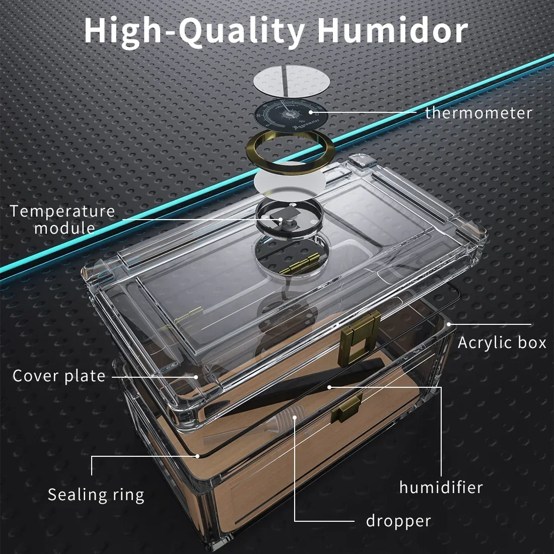 Акриловый хьюмидор для сигар с кедровым деревом бумажный коробка хьюмидора