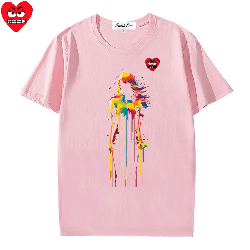 Женская и мужская футболка с принтом для девочек хлопковая милая прямая летняя