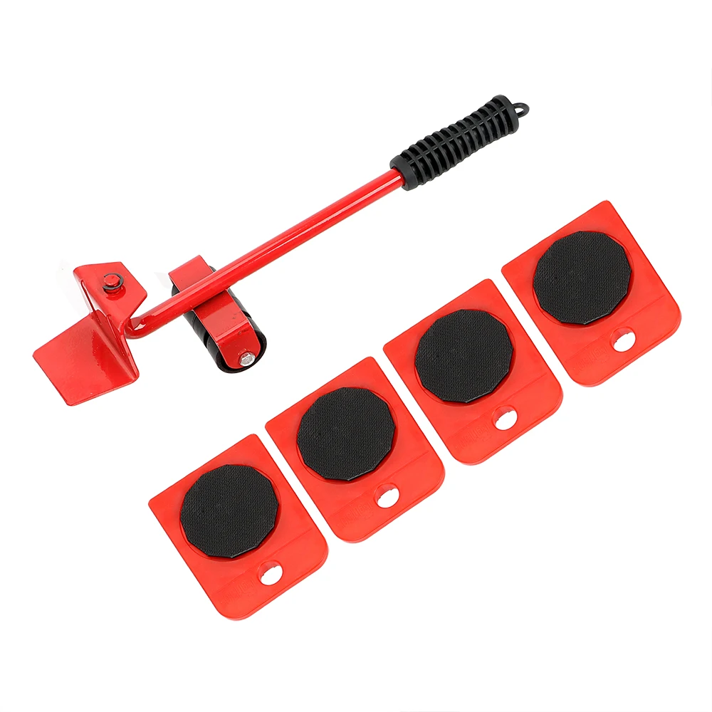 

Mover Rollers Lifter 4 Wheeled Corner Movers + 1 Crowbar Slides Hand Tool Set Furniture Transport Heavy Stuffs Moving Tools