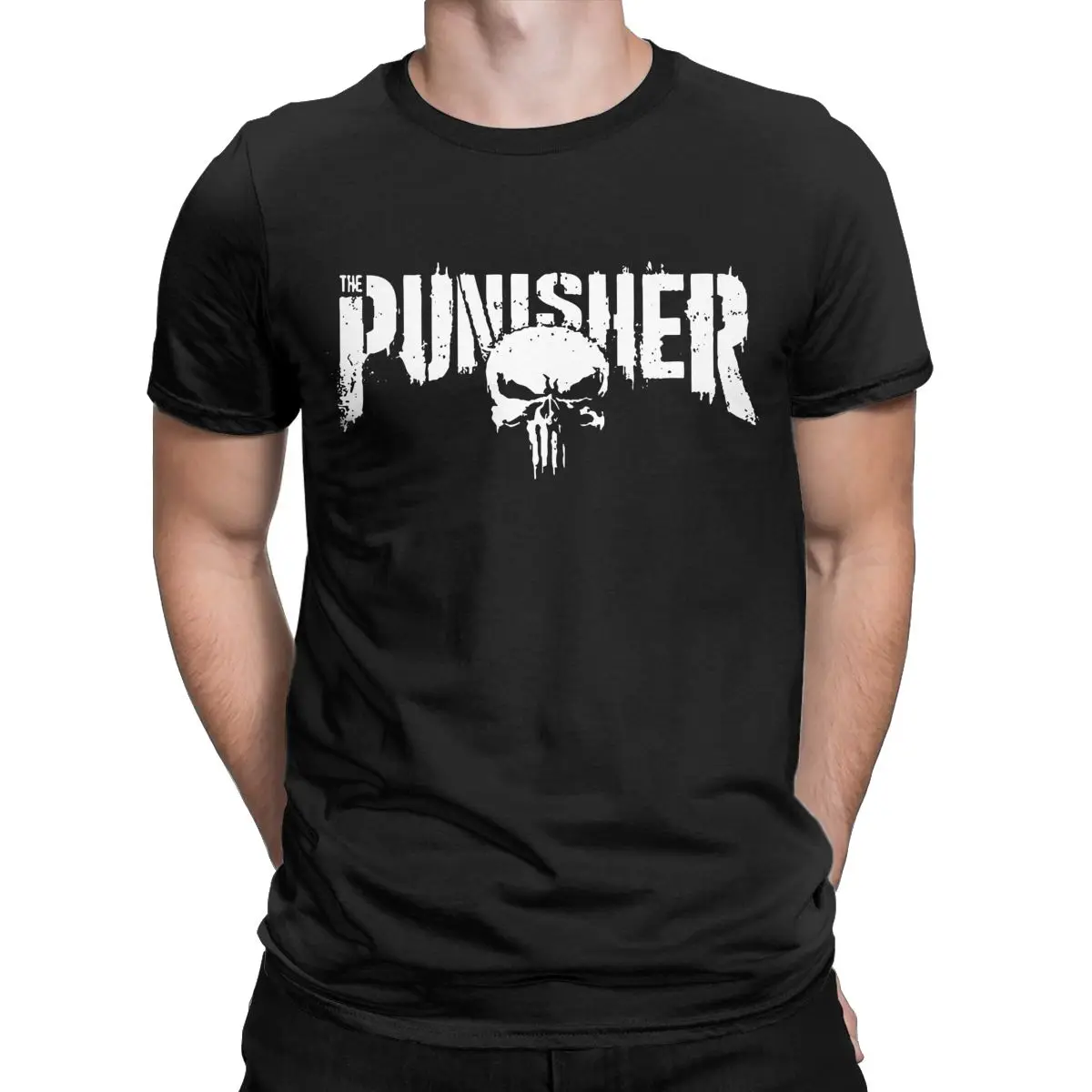 

Disney Marvel The Punisher Skull T Shirt for Men 100% Cotton Vintage T-Shirts Crew Neck Tee Shirt Short Sleeve Clothes New