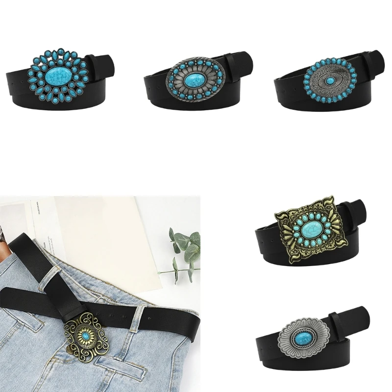 Turquoise Waist Belt Cowboy Belt Turquoise Belt Western Belt Jeans Belt Faux Leather Belt Cowgirl Turquoise Waistband