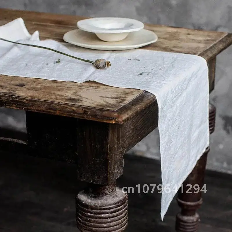 Linen Table Runner Mitered Corners 100% Pure Cloth French Flax Rustic Luxe