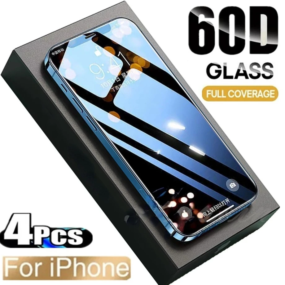 

4 шт., Защитное стекло для iphone 12 X XS XR 13 11 Pro Max