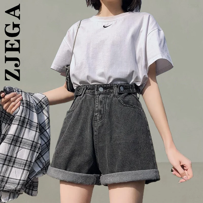 

Zjega New Shorts Women Pants Hot Sale Loose Fit Blue Denim Shorts All-Match Bottoms Shorts Pant Korean Clothes Female
