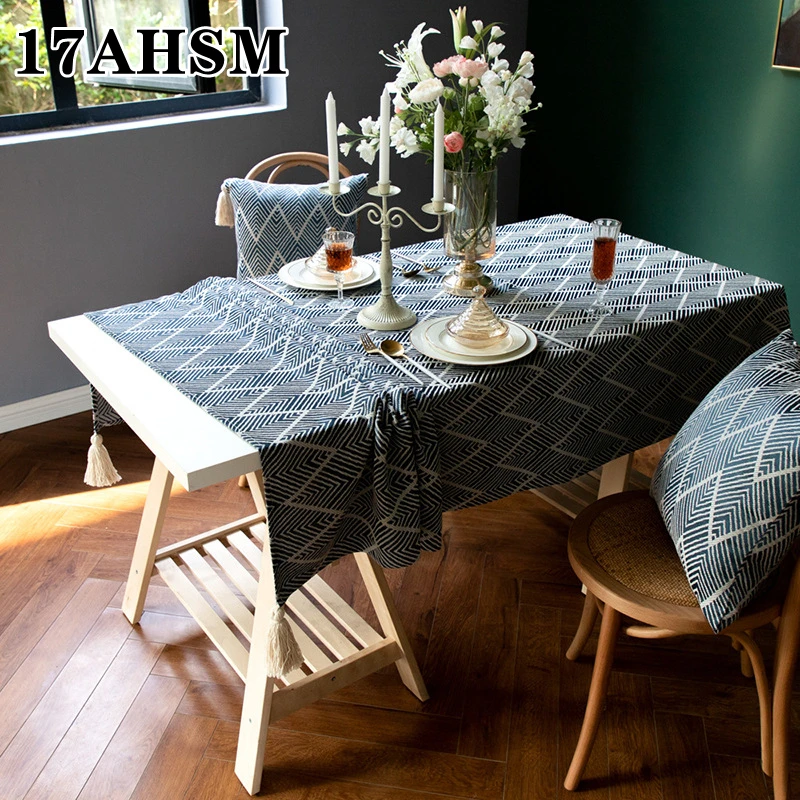 

17AHSM, хлопково-льняное искусственное прямоугольное жаккардовое волнистое украшение для дома, отеля, свадьбы, вечеринки, скатерть для стола С...