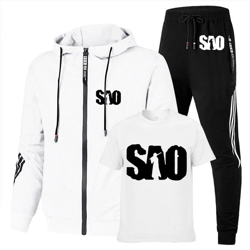 

Spring Autumn Anime Sword Art Online SAO Printed Men's Zip Jacket Cotton Casual Men's jacket + sweater + pants three-piece suit