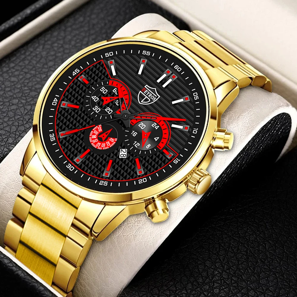 

uhren herren Luxus Herren Uhren Mode Edelstahl Quarz Armbanduhr Kalender Datum Leucht Uhr Männer Business Casual Leder Uhr