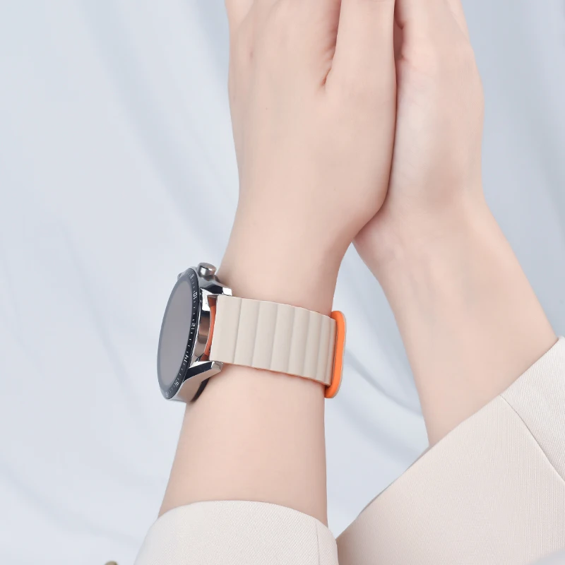 Фото Ремешок 20 мм 22 мм для Samsung Galaxy watch 7/6/5/4/5pro/6 Classic/FE 40/44 мм, силиконовый браслет с магнитным ремешком huawei GT 4-3-pro-2e №4