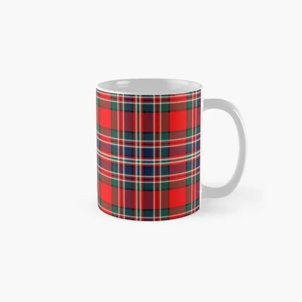 

Macfarlane Red Modern Tartan Classic Mug Photo Printed Picture Simple Handle Round Drinkware Cup Coffee Image Tea Gifts Design