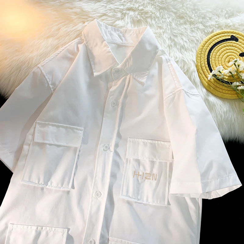 

Summer Student Loose Versatile Short Sleeve Shirt Men's Youth Small Top
