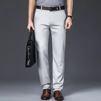 spring and summer new business stretch solid color khaki trousers brand 4 color men bamboo fiber thin casual pants