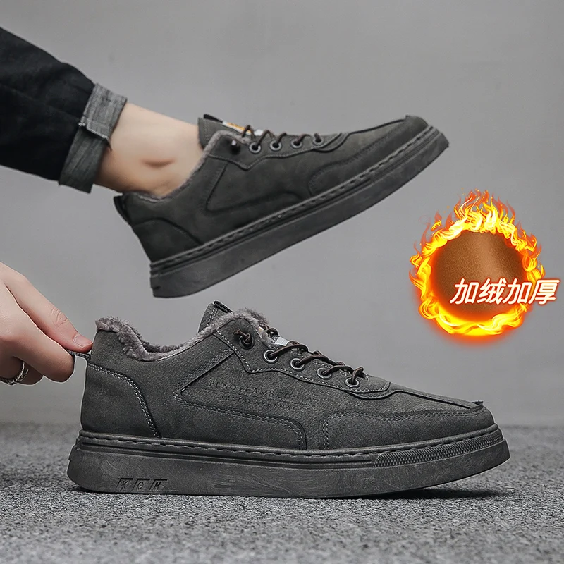 

Winter Shoes for Men Genuine Leather Shoes Men Sneakers Casual Shoes Fur Shoes Warm Sport Shoes Tenis Masculino Autumn Footwear