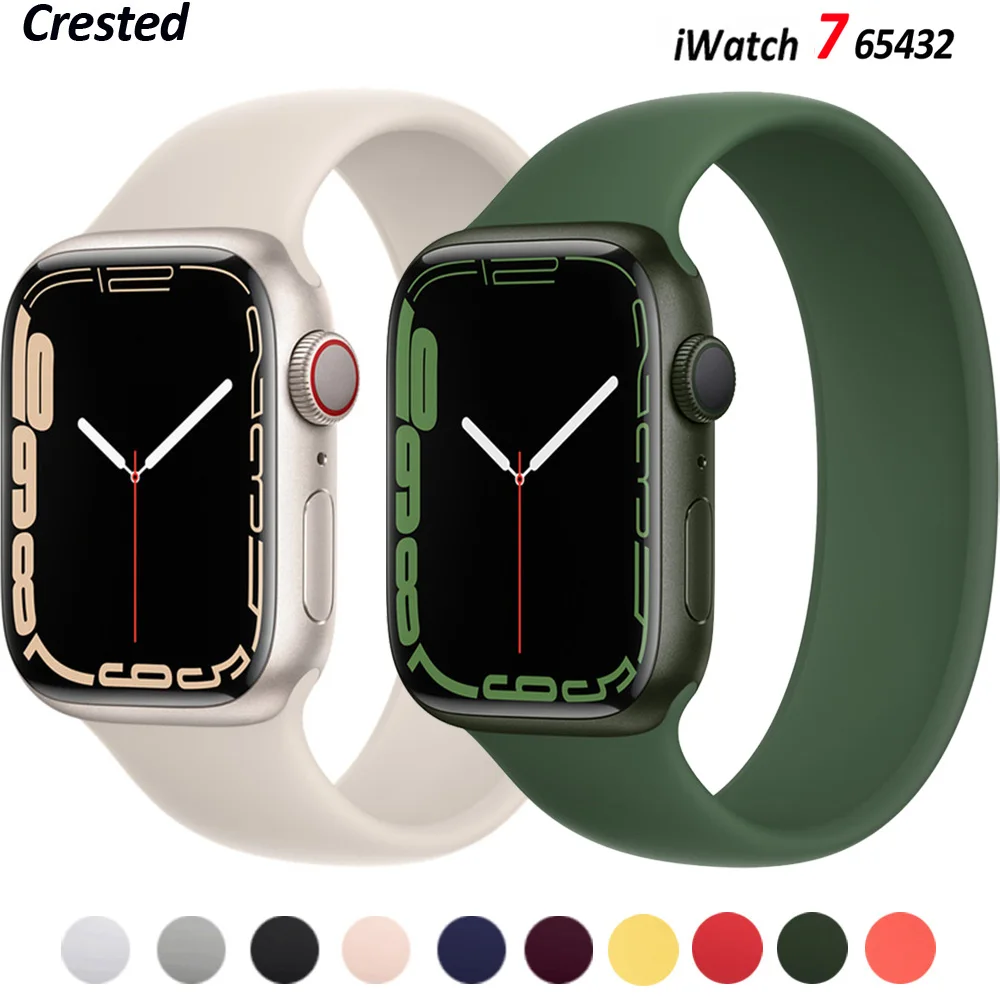

Ремешок силиконовый для Apple Watch Band 44 мм 40 мм 45 мм/41 мм 38 мм 42 мм 44 45 мм, эластичный браслет для iWatch series 3 4 5 6 se 7