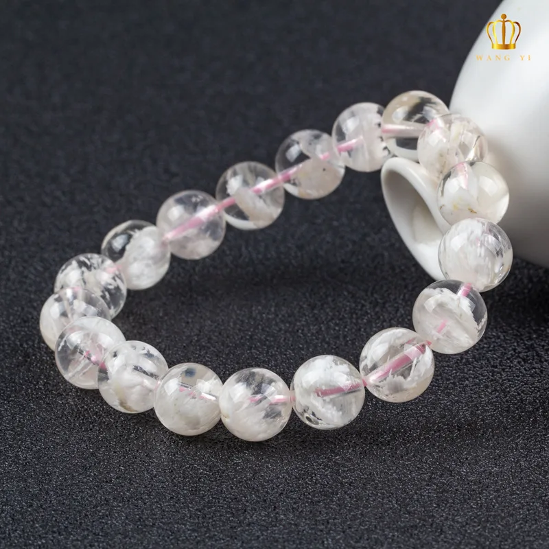 Браслет с духом 7a белый Снежинка Розовый цвет вишни Природный кристалл