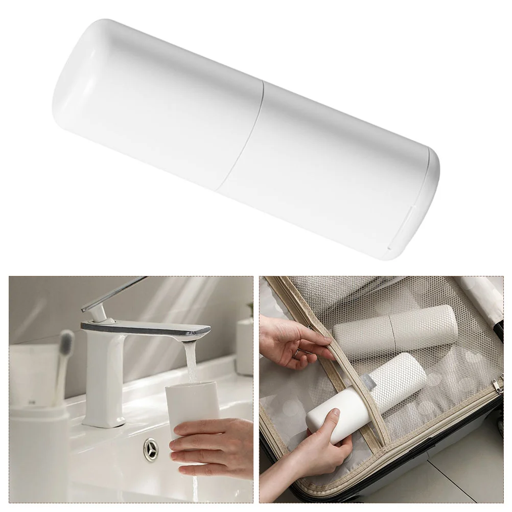 

Case Travel Holder Toothpaste Cup Portable Storage Organizer Box Makeup Brush Container Camping Carrying Brushes Covered Holders