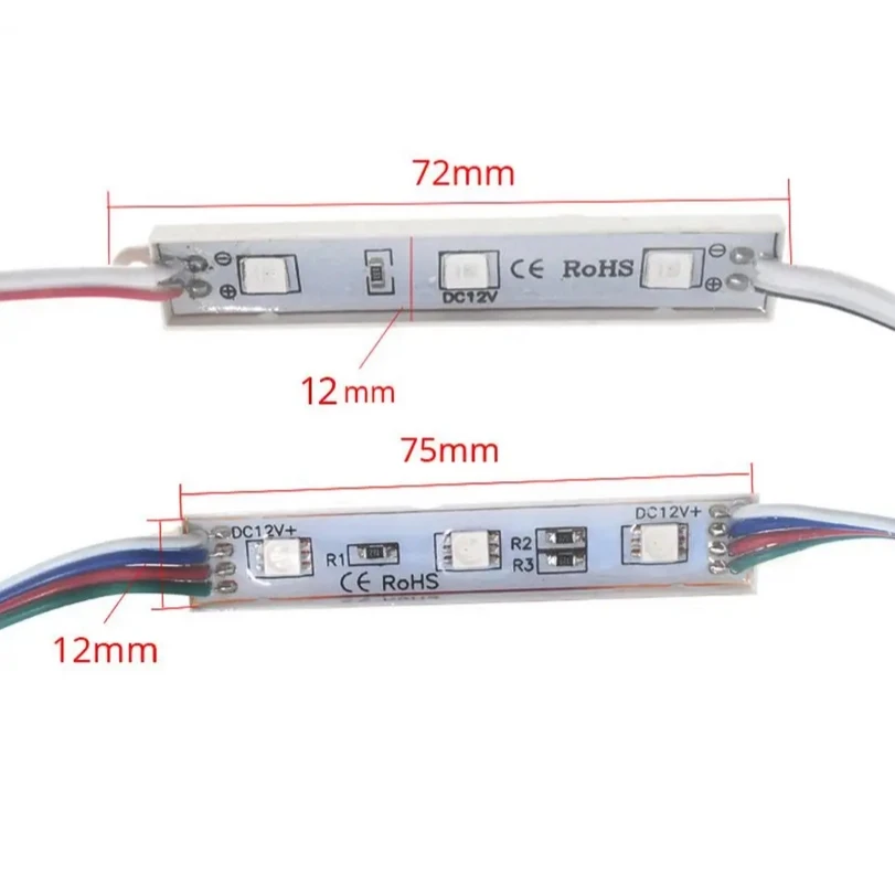 Светодиодные водонепроницаемые лампы RGB 5050 SMD 3 светодиода 12 В постоянного тока