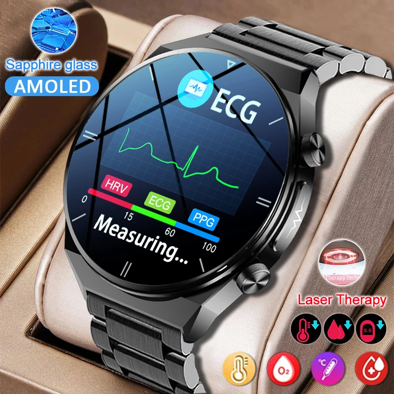 

2023 New Blood Glucose Clock High end Sapphire Glass Smart Watch Men ECG Blood Pressure Monitoring Waterproof Health Smartwatch