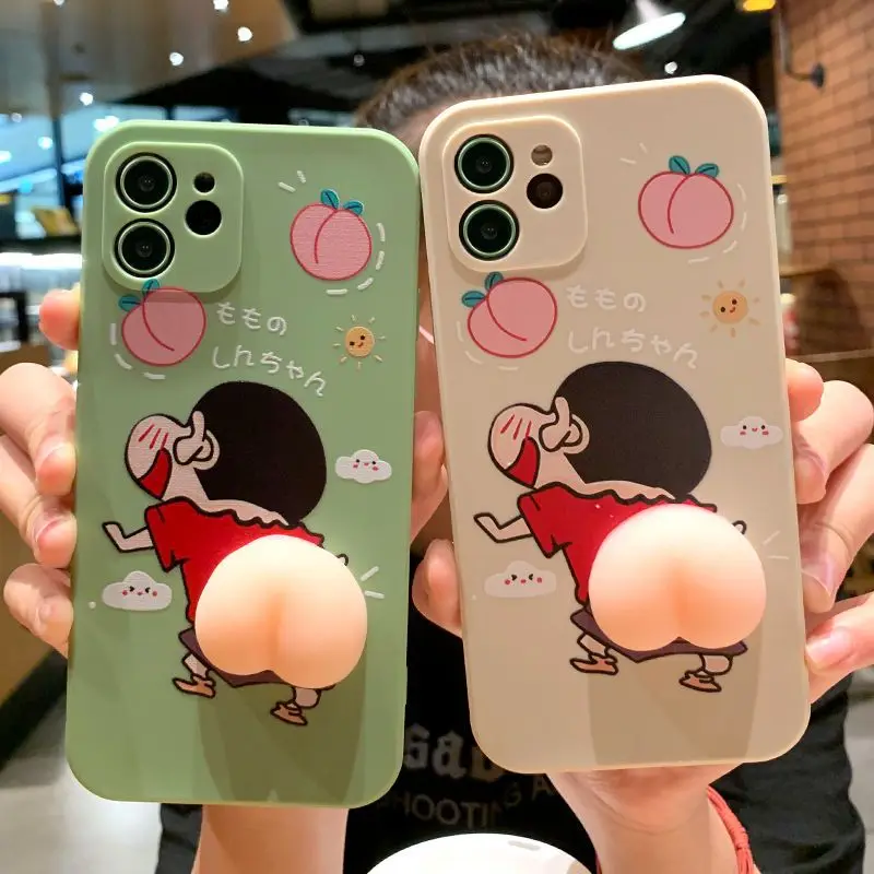 

Crayon Shin-Chan Phone Case Iphone 12Promax Creativity Shape Funny Decompress All Inclusive 13 Anti-Fall Durable Girlfriend Gift