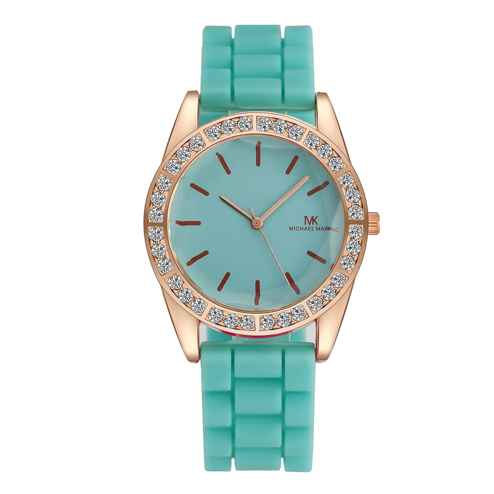 Rose Gold Glitte Rhinestoner Quartz Women's Watch Silicone Strap Sports  Wrist Watches For Women Relogio Feminino Girl Gift