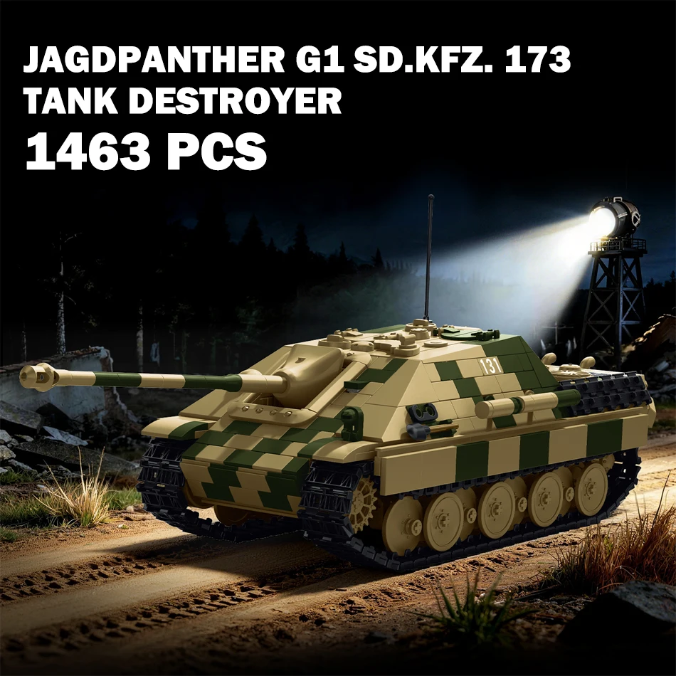 Фото Военный танк Jagdpanther G1 Sd.Kfz. времён Второй мировой войны Конструктор «Танк-разрушитель 173»: Немецкий истребитель танков «Пантера» времен Второй мировой войны, игрушки-конструкторы, подарки №1