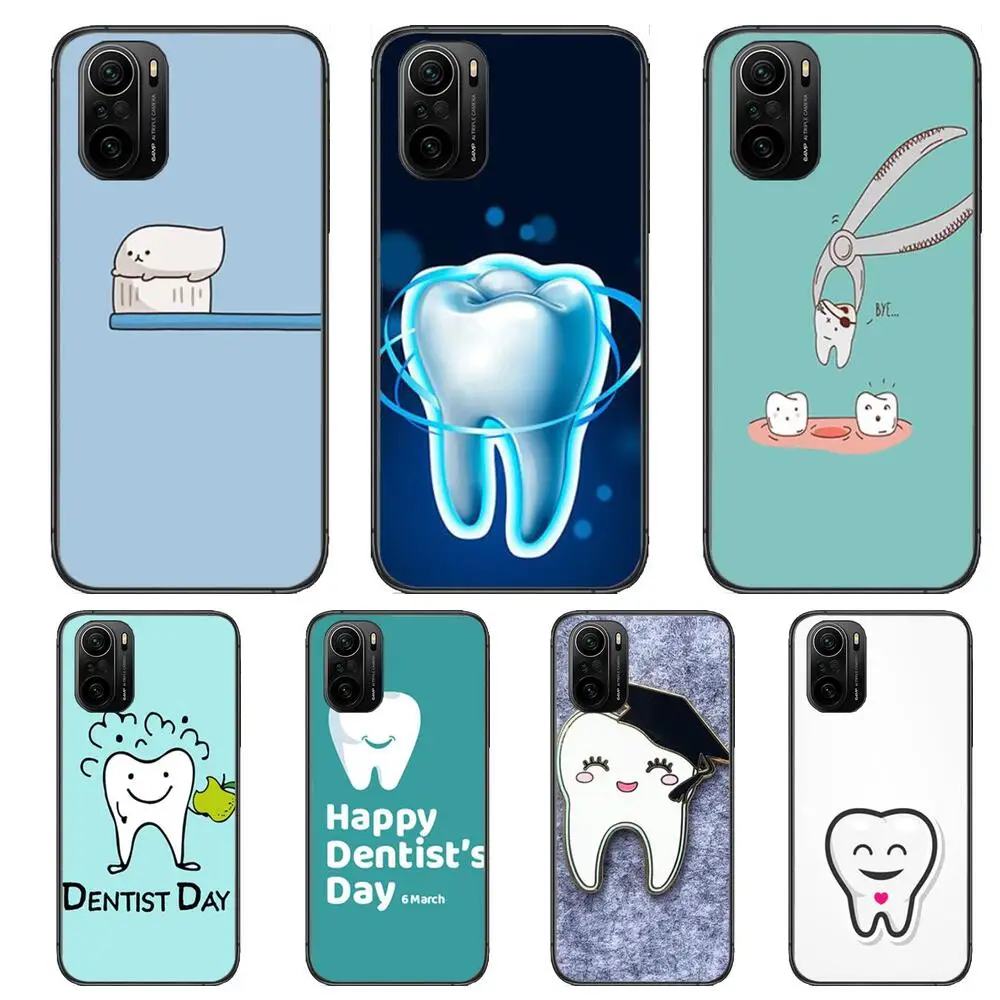 

Dentist Tooth Pattern Phone Case For xiaomi redmi POCO F1 F2 F3 X3 Pro M3 9C 10T Lite NFC Black Cover Silicone Back Prett mi 10