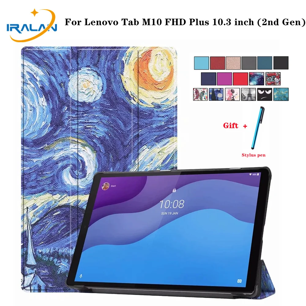 

Для Lenovo Tab M10 FHD Plus 10,3 "Φ X606X Smart Cover для Lenovo Tab M10 HD TB-X606F TB-X306X 10,1" + пленка + ручка