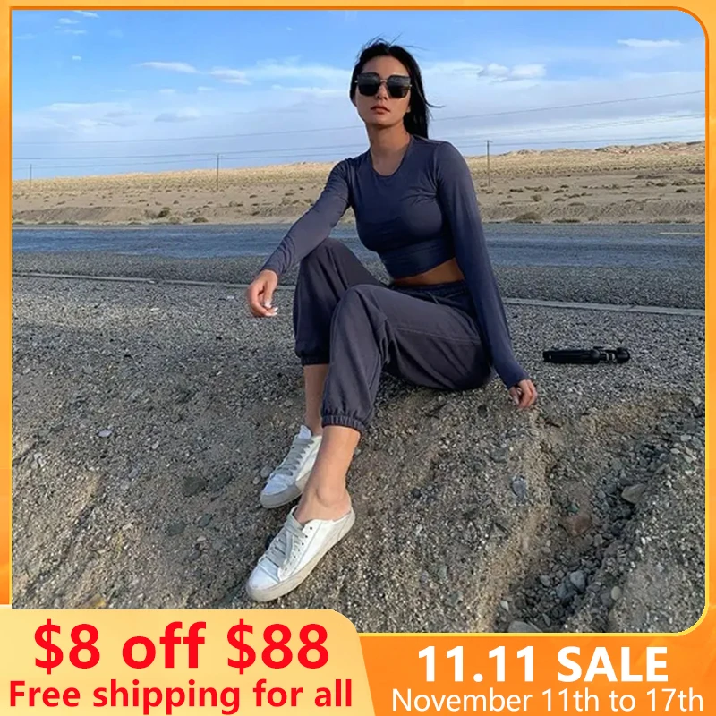 

Быстросохнущая Спортивная футболка с длинными рукавами, приятная для тела Одежда для йоги, танцевальный спортивный костюм