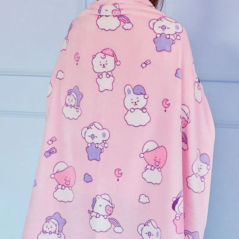 

Bt21 линия друзья мечта ребенок ТАТА чимми Shooky Mang Rj Koya мультфильм Kawaii термальное одеяло супер милая шаль для студенческого общежития
