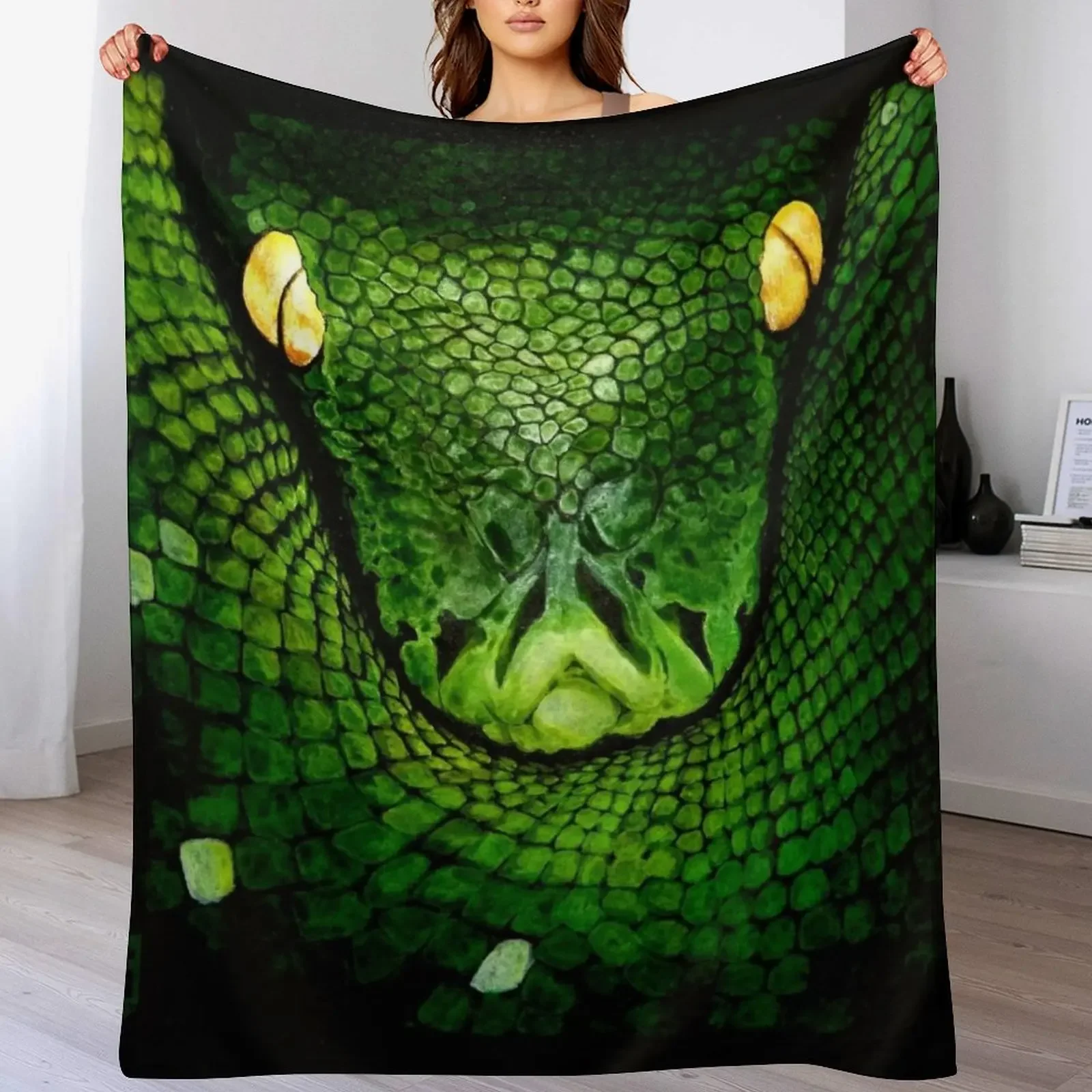 Фото Плед Green Tree Python (Morelia viridis) – многофункциональное мягкое теплое одеяло для дома и путешествий №1