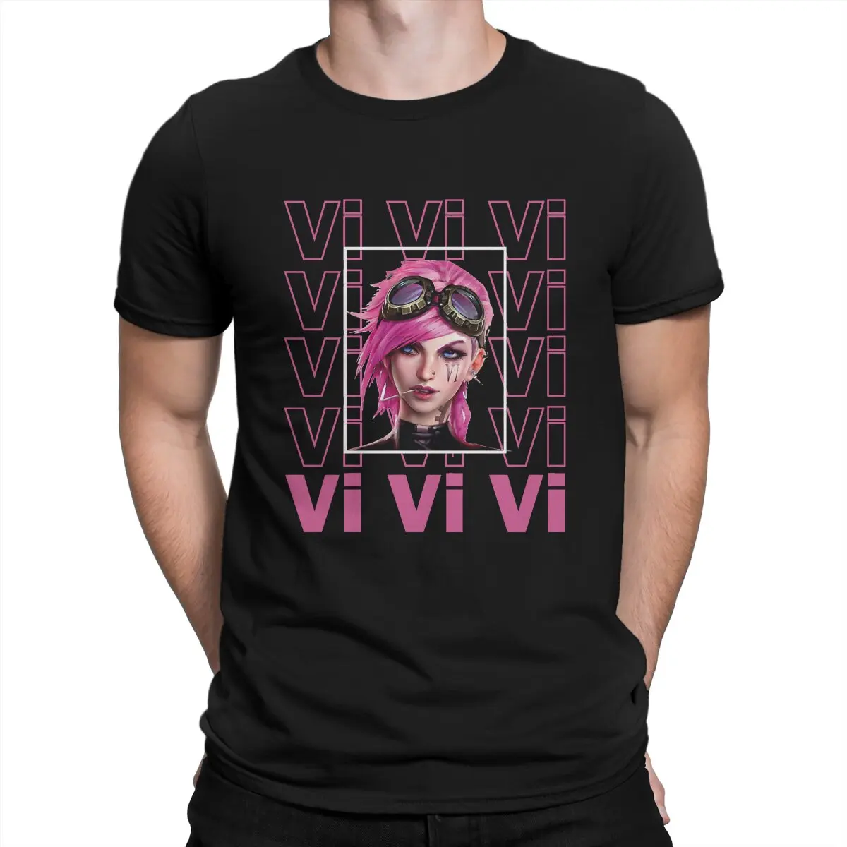 

Men's Vi The Piltover Enforcer Urban Style T Shirt Arcane League of Legends LOL Anime 100% Cotton Tops Novelty Tee Shirt