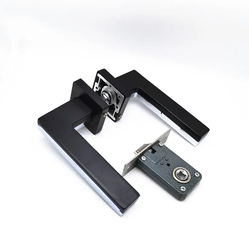 Дверные ручки со светодиодной подсветкой для внутренних дверей, розетка из цинкового сплава и набор дверных рычагов, деревянный проходной замок для ванной комнаты, спальни