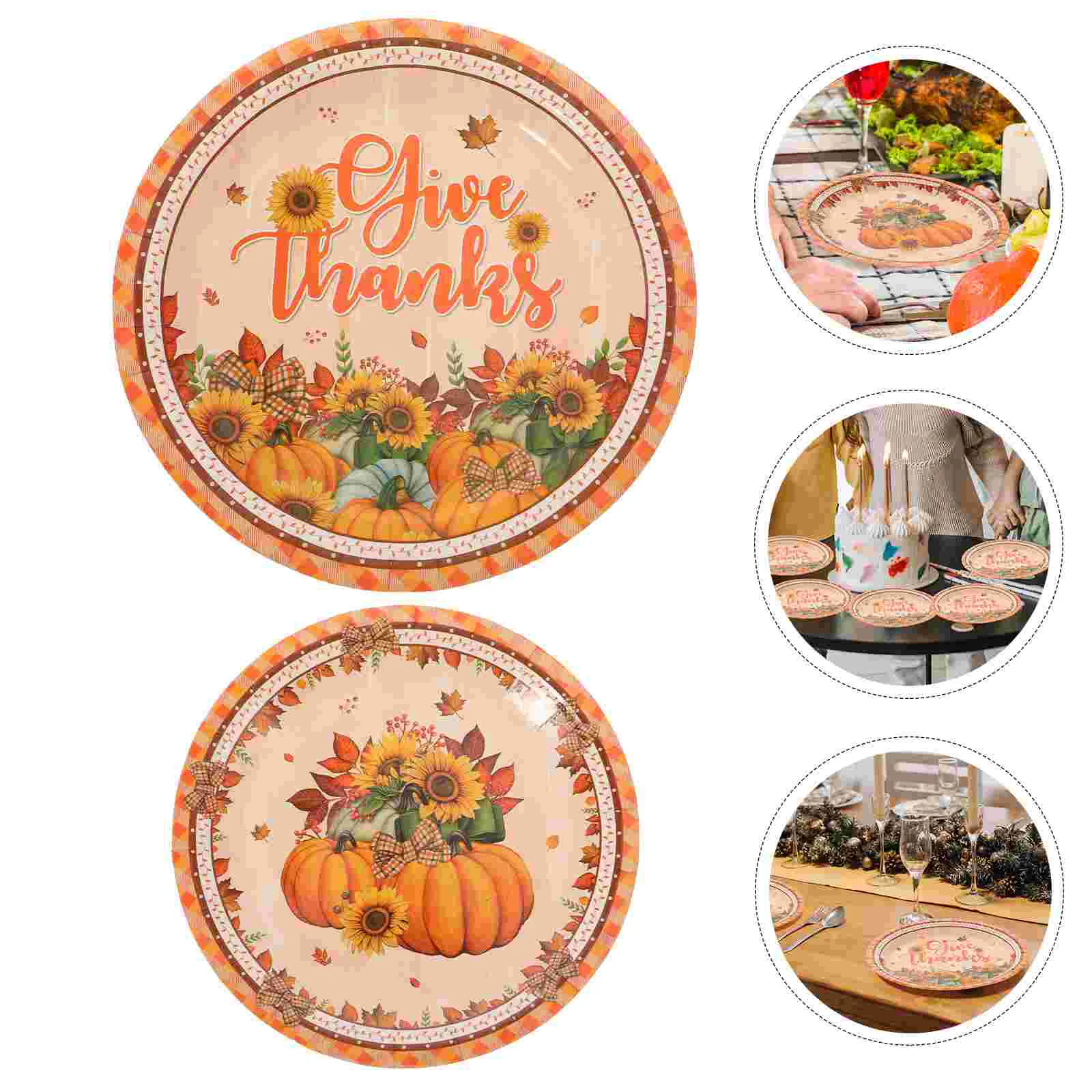 

48 Pcs Thanksgiving Tableware Cake Pan Disposable Fruit Plates Dessert Festival Serving Turkey Party Paper Reusable plastic