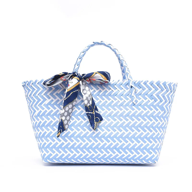 

2022 Fashion Woven Handbag for Women Beach Tote Bag Large Capacity Fruit Basket Mall Shopping Bag Cooked Vegetable Basket