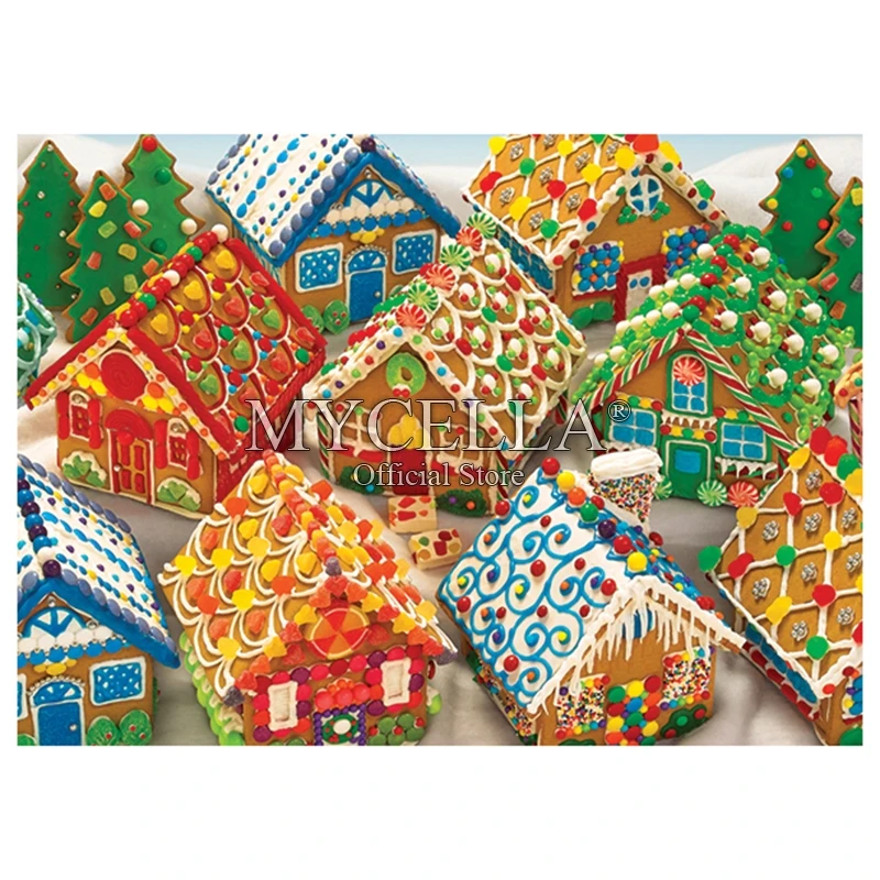 

Full 5D DIY Diamond Painting Gingerbread Houses Square Embroidery Cross Stitch Needlework Diamond Mosaic Needlework Decor Gift