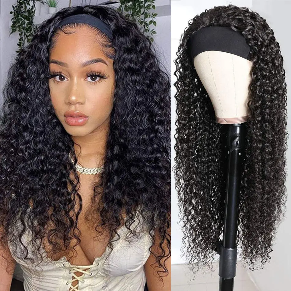 

Headband Wig Human Hair Wigs For Women Human Hair Kinky Curly Wig Glueless Brazilian Remy Full Machine Made 30 32 Inch Long Wigs