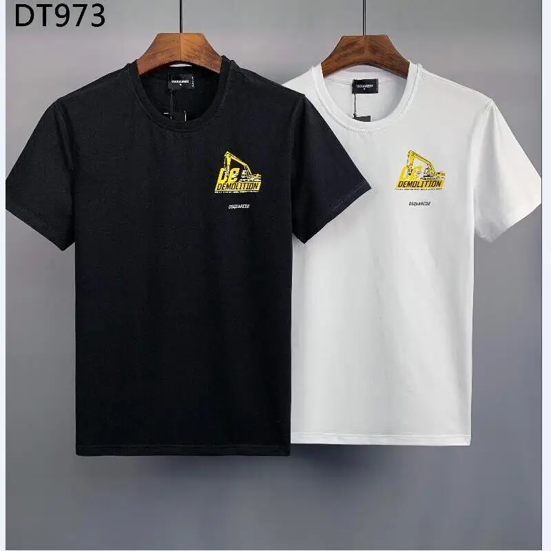 

Dsquared2 хлопковая рубашка с круглым вырезом и коротким рукавом с буквенным принтом, повседневная одежда, топы DT973 #