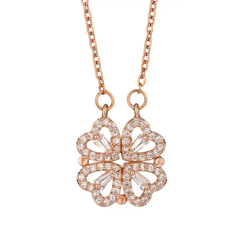 

2 в 1, ожерелье с кристаллами, 4 листа