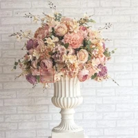 hotsale big size artificial silk champagne roses with hydrangea flowers table centerpiece wedding flower docoration 2pcslot